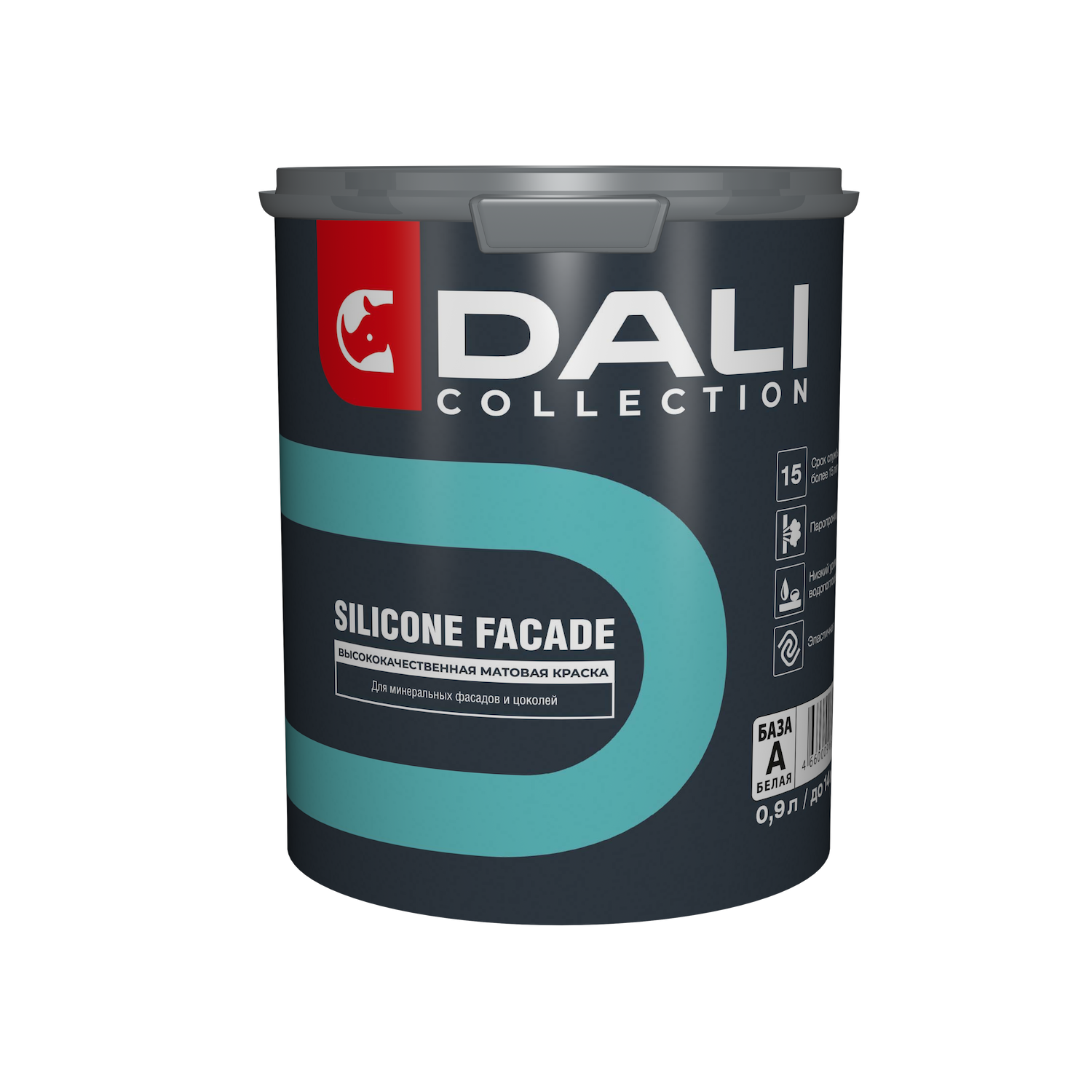 Краска силиконовая для фасадов и цоколей Dali Collection Silicone Facade матовая база А 0.9 л