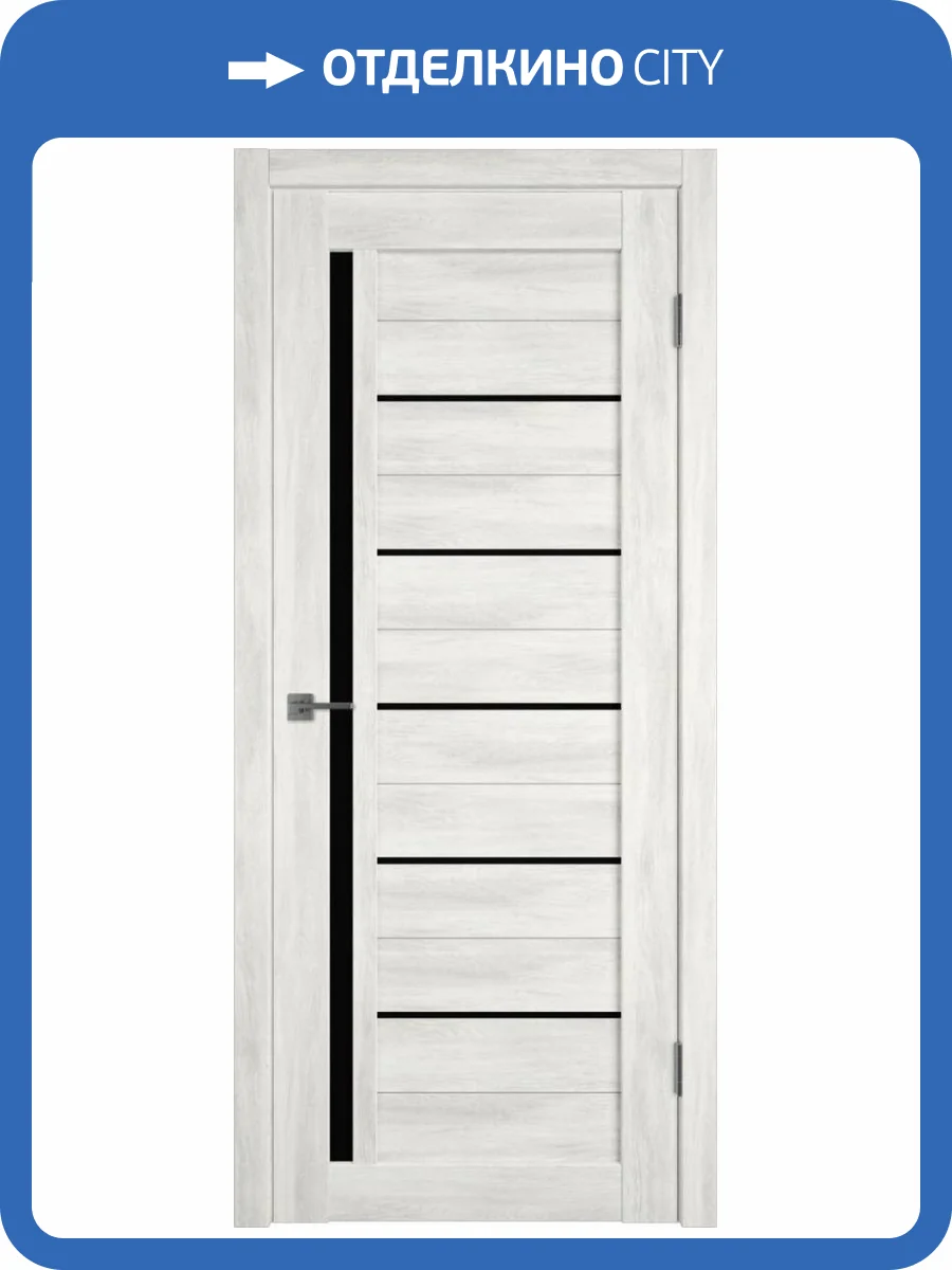 Межкомнатная дверь Владимирская Фабрика Дверей Atum 1 Nord Vellum стекло Black Gloss 600x2000 фото 2