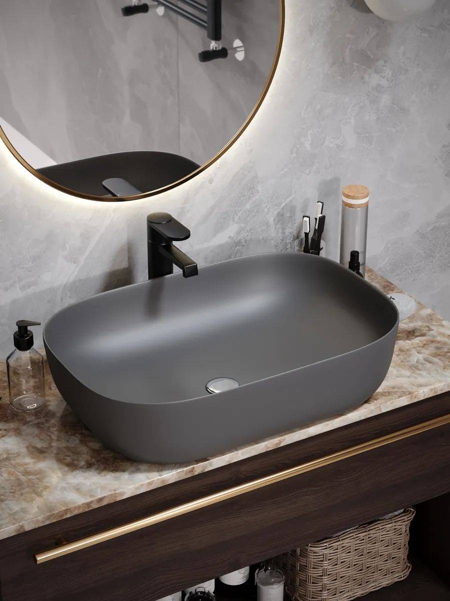 Раковина Watersense Rita 60 W00059 графит матовый фото 6