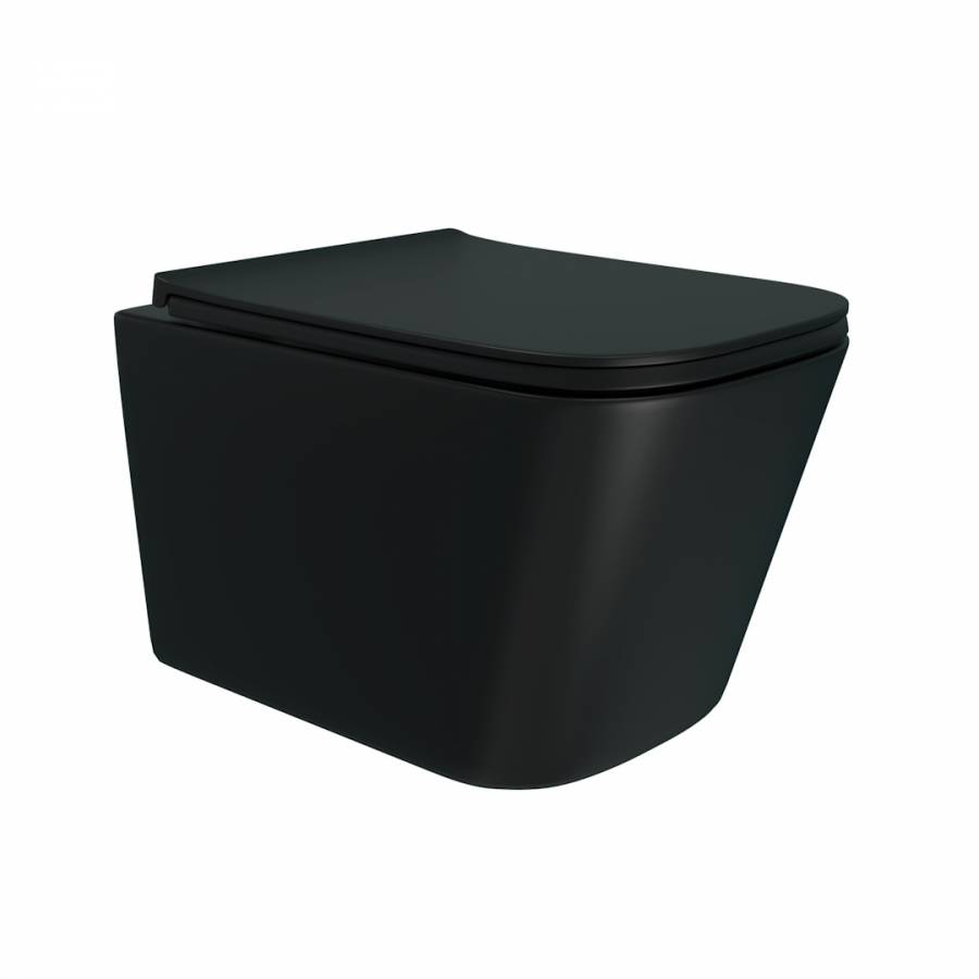 Унитаз подвесной Watersense Eva Pro Vortex Black W00789 безободковый, сиденье микролифт, черный матовый