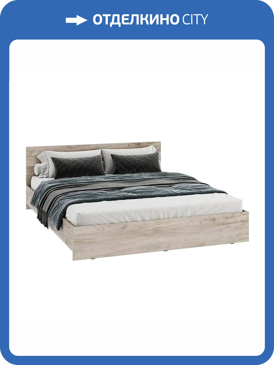 Кровать Интерьер-Центр Ронда КР-160 Н11180465 дуб крафт серый, с основанием 160x200 фото 4