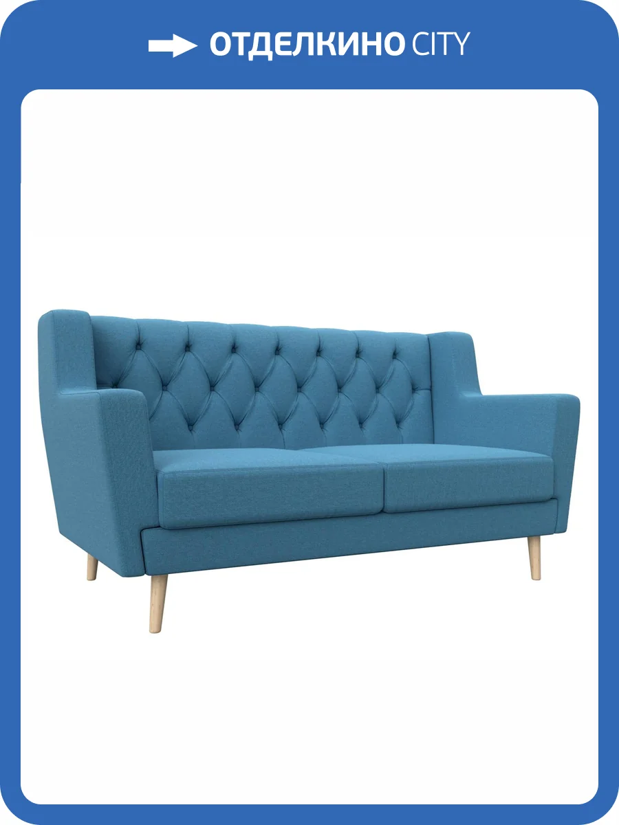 Кухонный прямой диван Лига Диванов Брайтон 2 Люкс 123184 амур голубой фото 7
