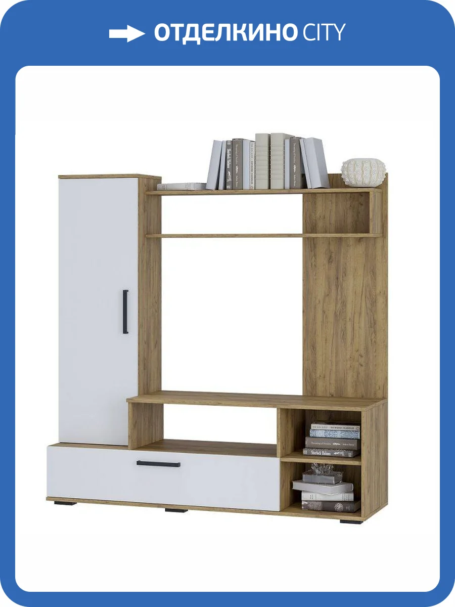 Стенка в гостиную БТС МЕБЕЛЬ Евро 2 00-00143432 дуб крафт/белый фото 4