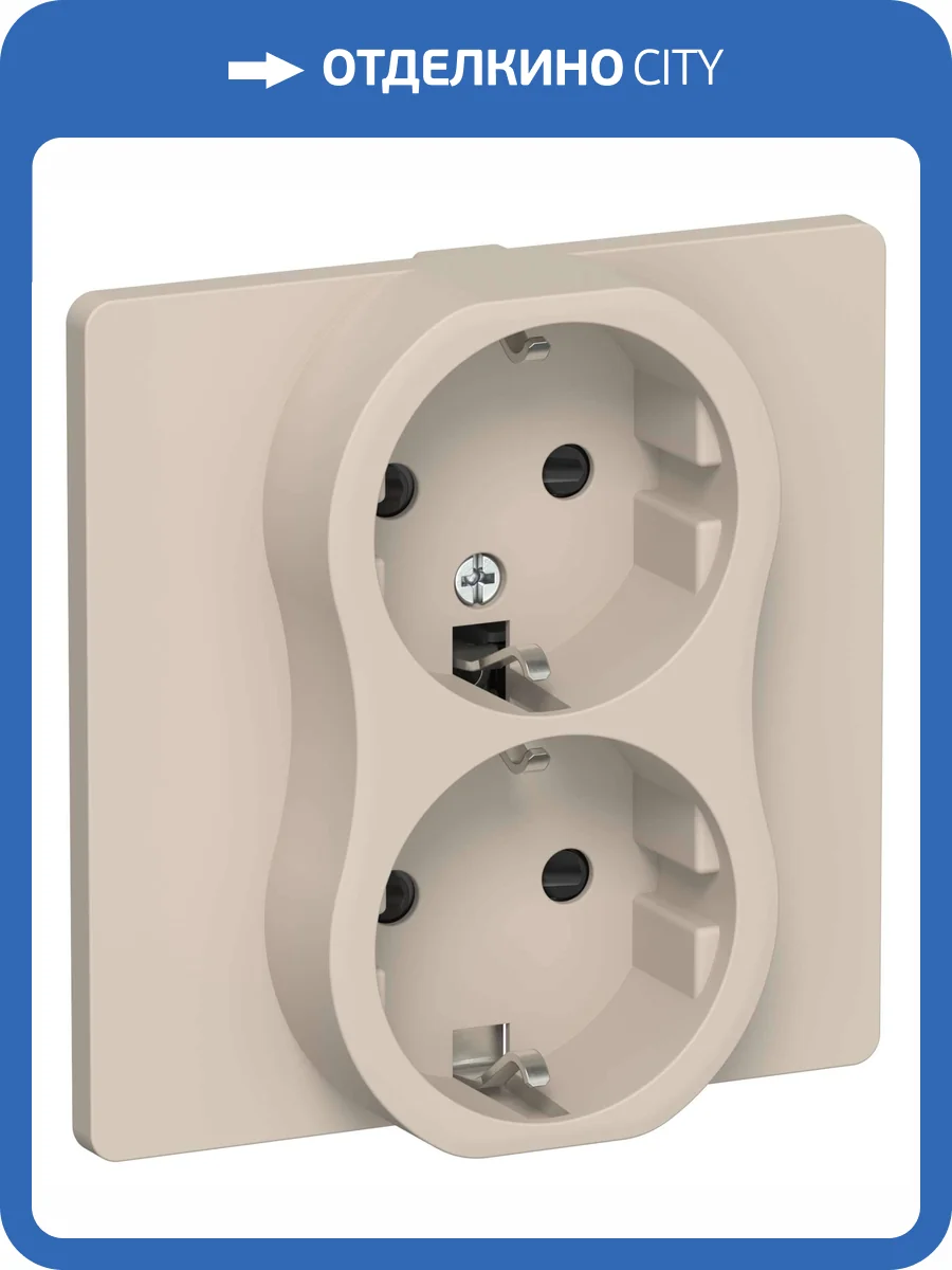 Розетка 2-местная с заземлением и шторками IEK Flite FI-R24C-16-K88 льняной фото 2