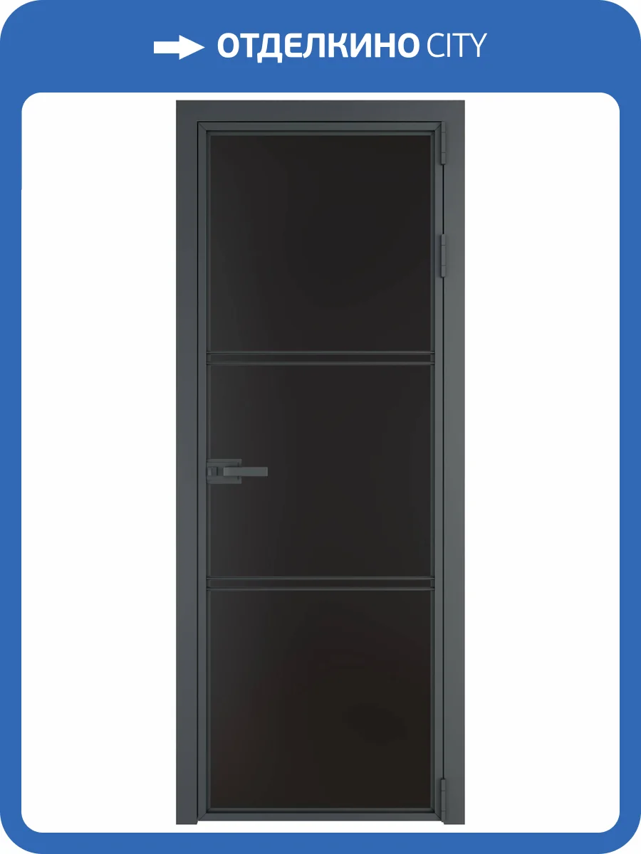 Межкомнатная дверь Profil Doors 3 AX цвет профиля Серая ночь, стекло безопасное 6 мм монохром черный 800x2000 фото 2