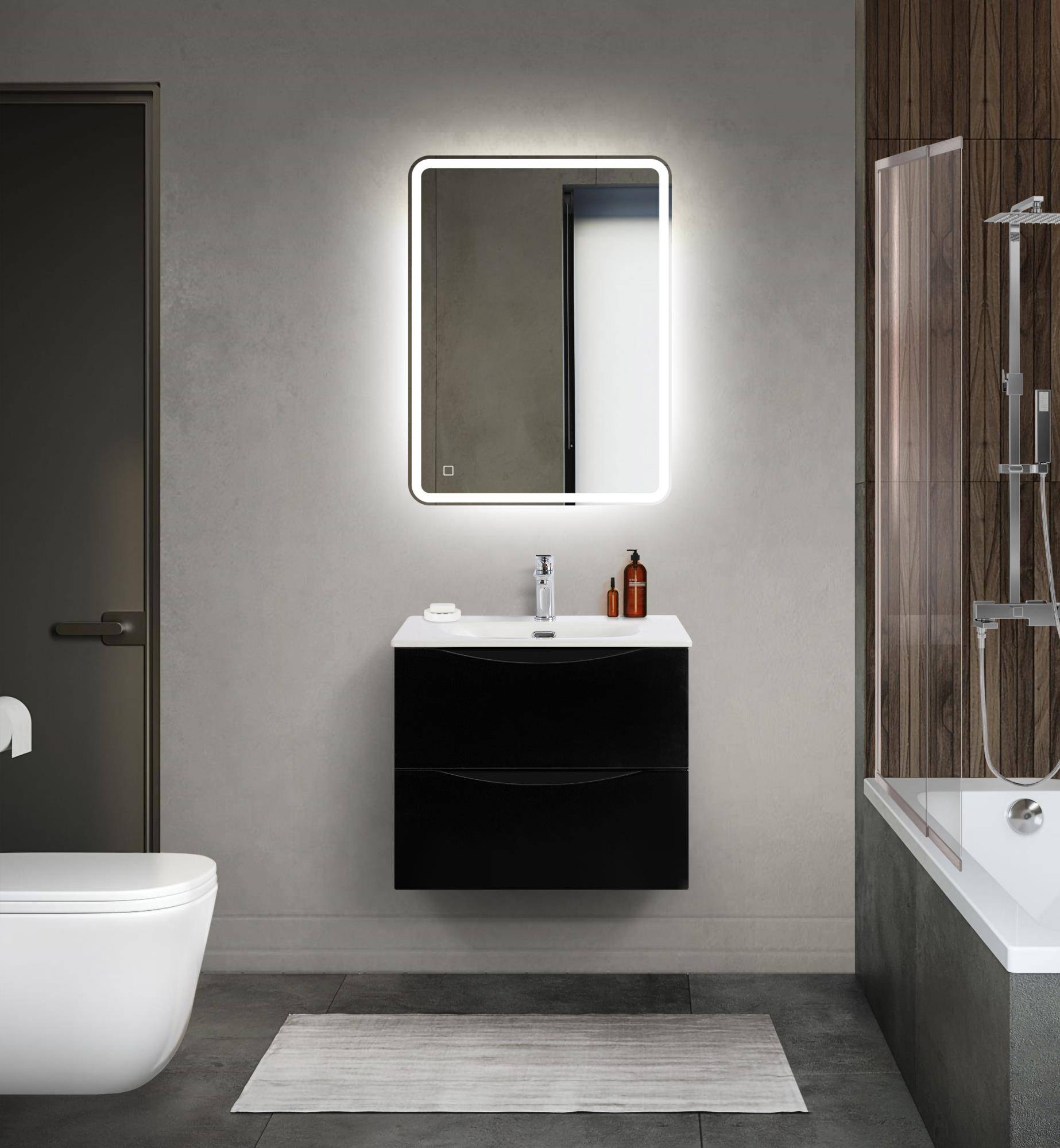 Тумба с раковиной BelBagno MARINO-CER-MINI 60 Nero Lucido фото 7