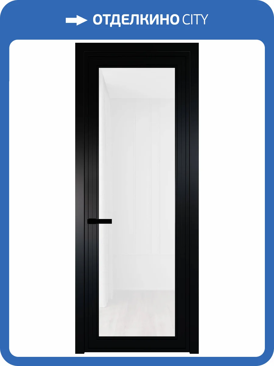 Межкомнатная дверь Profil Doors 1 AGP цвет профиля Черный, стекло безопасное 6 мм белый триплекс 600x2000 фото 2