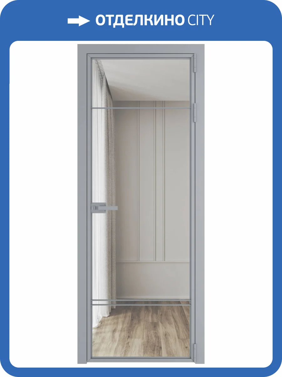 Межкомнатная дверь Profil Doors 4 AX цвет профиля Серебро, стекло безопасное 6 мм прозрачное 800x2000 фото 2