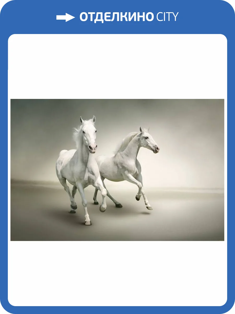 3D Фотообои Artegrafico «Белые лошади на сером фоне» WILD-003 акварель фото 2
