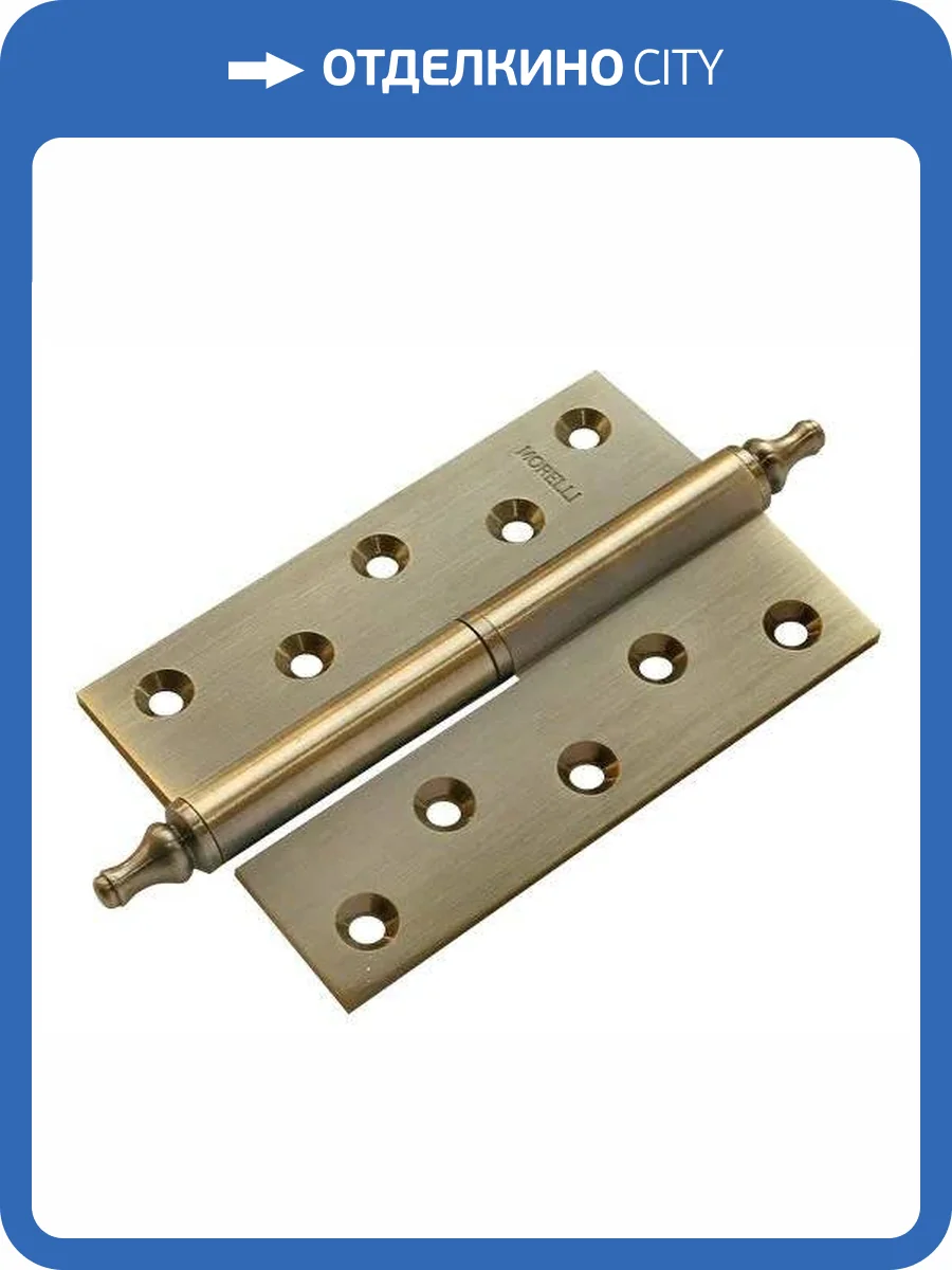 Петля карточная Morelli MB 120X80X3.5 AB L C античная бронза, с коронкой, левая, врезная фото 3