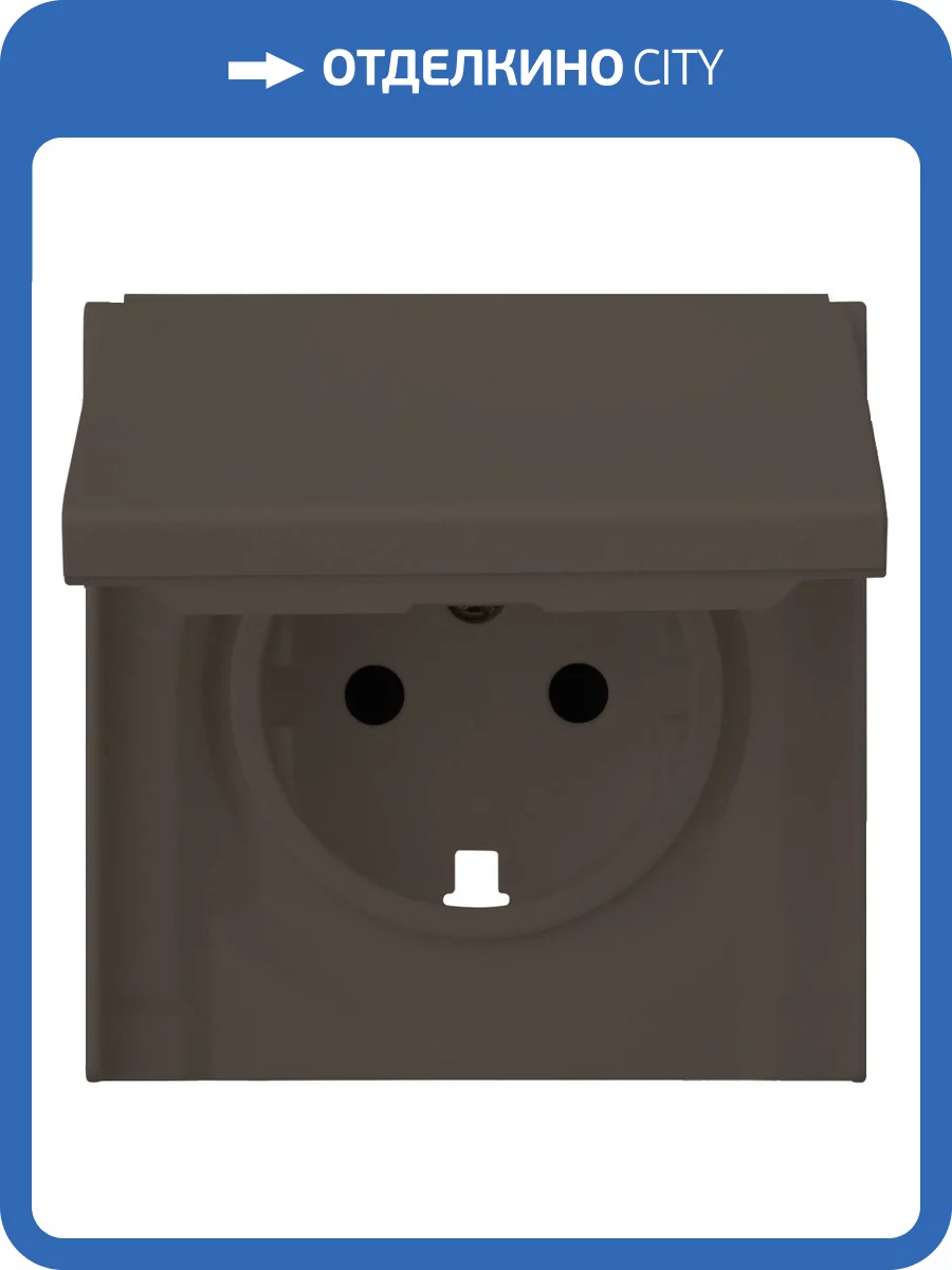 Лицевая панель для розетки 2к+з с крышкой Rikett 35634 CP капучино фото 2