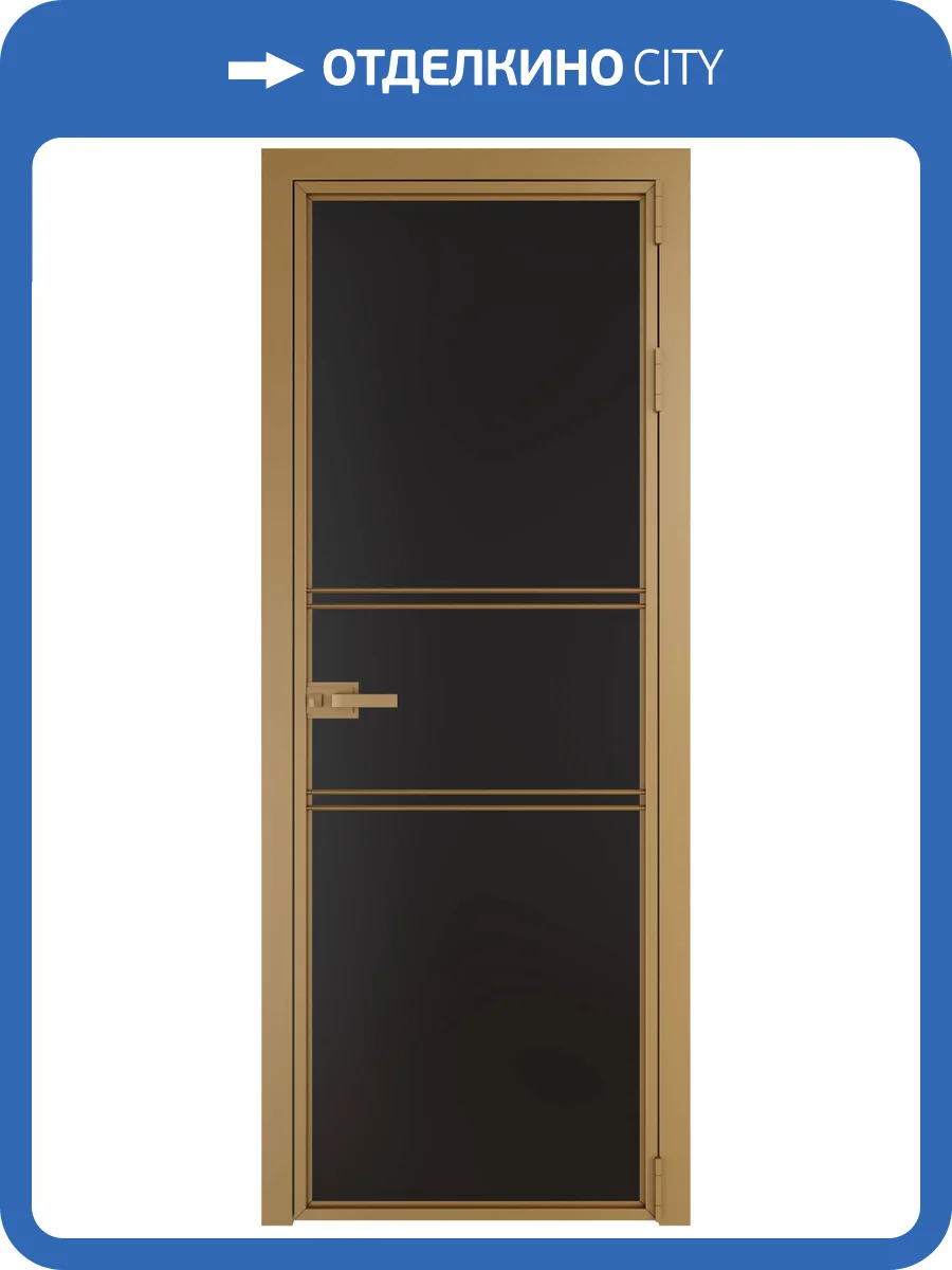 Межкомнатная дверь Profil Doors 2 AX цвет профиля Золото, стекло безопасное 6 мм монохром черный 800x2000 фото 2