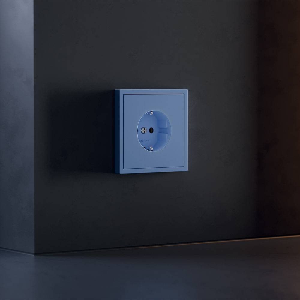 Лицевая панель для розетки с заземлением Voltum S70 VLS000615 деним фото 2