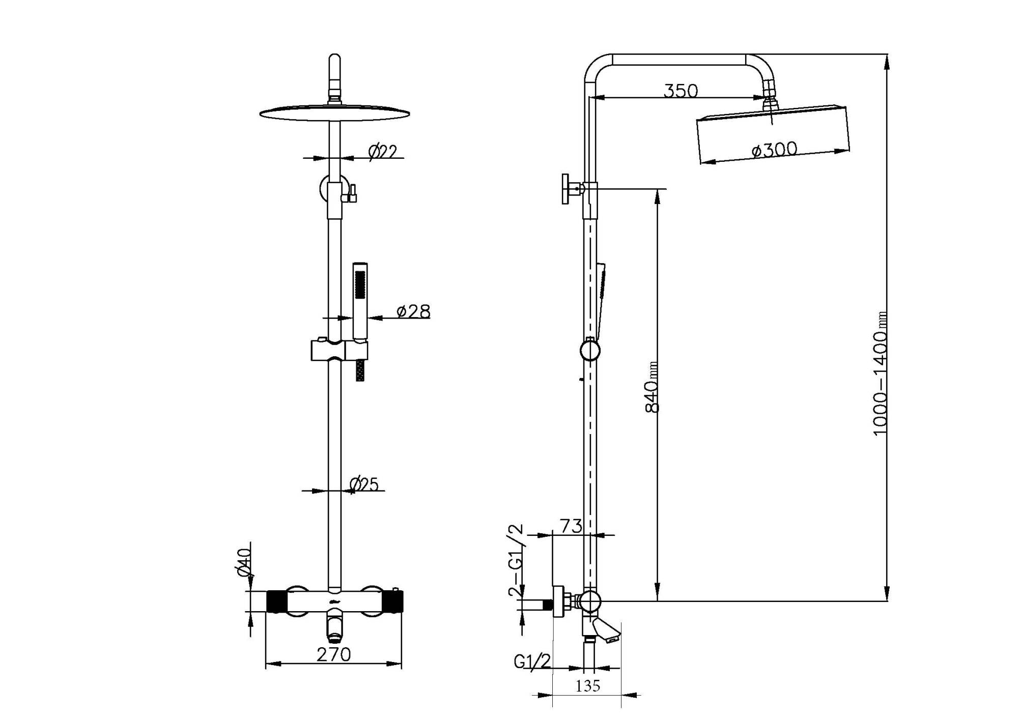 Душевая стойка Boheme Uno 468-T-BRB с термостатом, Brushed Bronze фото 2