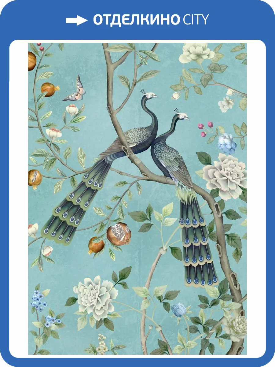 Бесшовные Eco обои Ortograf Flora 31261 Two peacocks Шелк OE-H фото 2