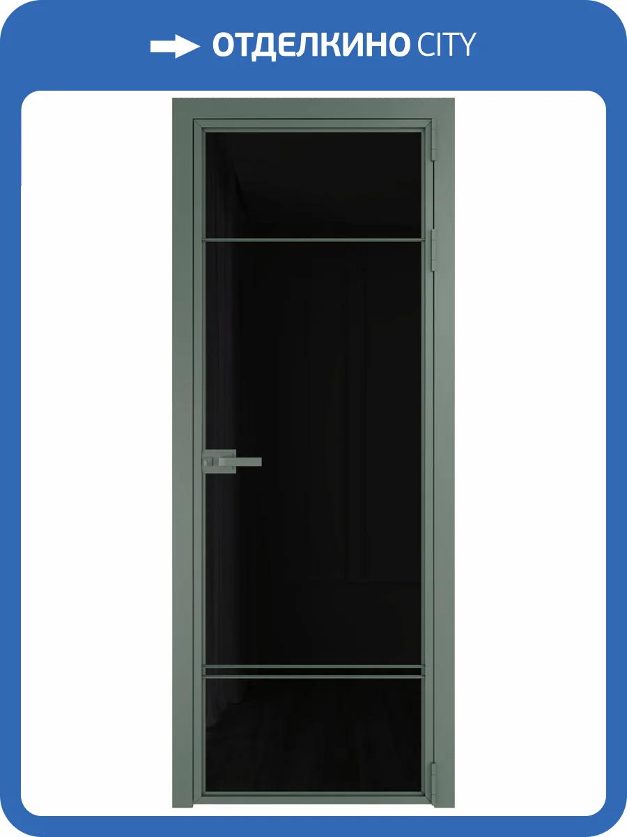 Межкомнатная дверь Profil Doors 4 AX цвет профиля Зеленый воск, стекло безопасное 6 мм черный триплекс 700x2000 фото 2