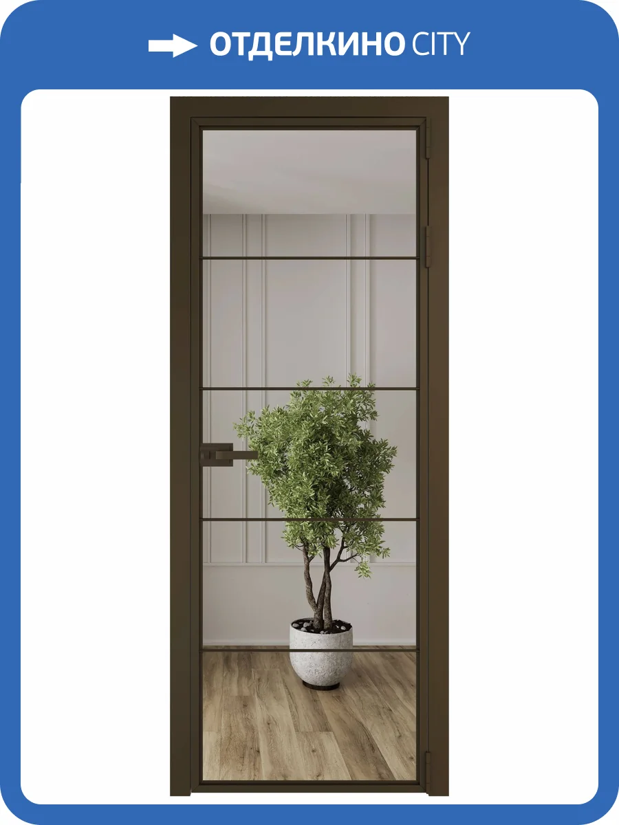 Межкомнатная дверь Profil Doors 5 AX цвет профиля Деорэ, стекло безопасное 6 мм зеркало 700x2000 фото 2