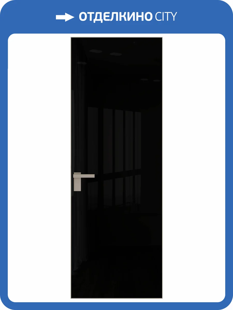 Межкомнатная дверь Profil Doors 1 AGK цвет профиля Никель матовый, стекло безопасное 4 мм lacobel черный лак 700x2000 фото 2