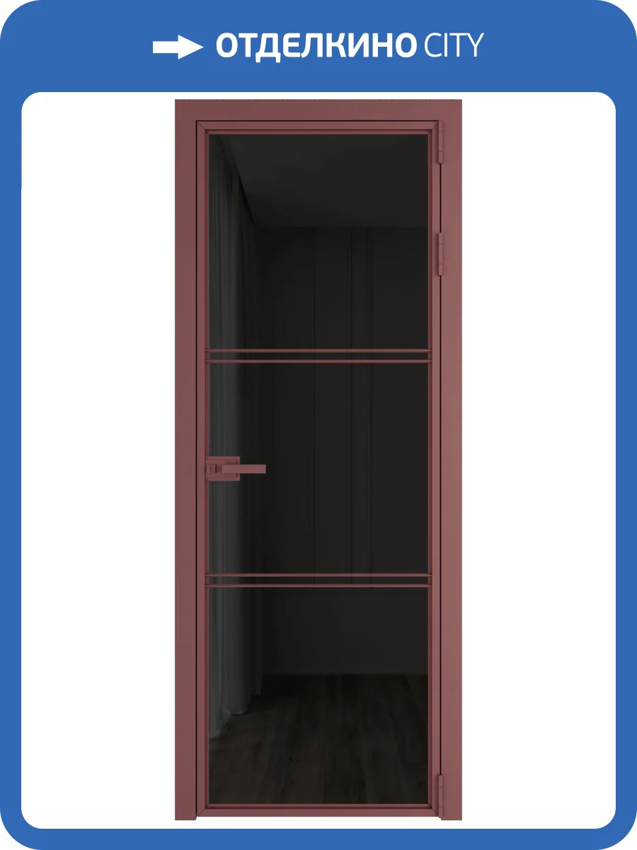 Межкомнатная дверь Profil Doors 3 AX цвет профиля Красный антрацит, стекло безопасное 6 мм черное тонированное 600x2000 фото 2