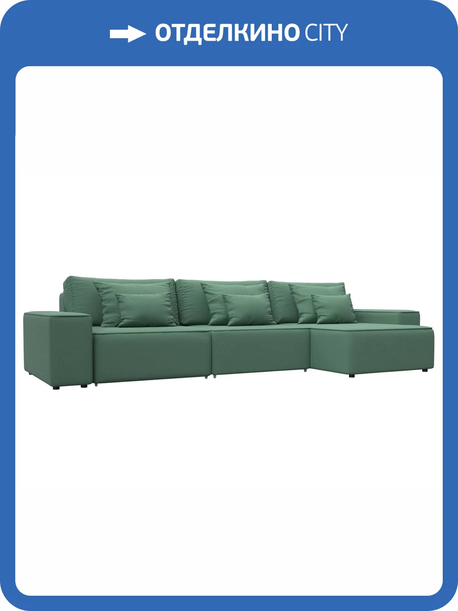 Диван угловой Лига Диванов Лига-074 129859 амур 11 зеленый, угол универсальный фото 10