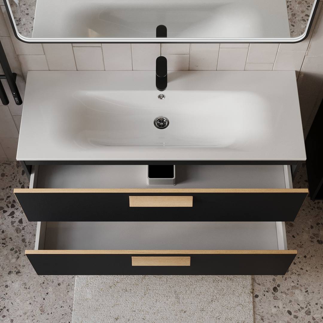 Тумба с раковиной Terminus Noto NOT101202099901O черный soft touch, 120x62 фото 2