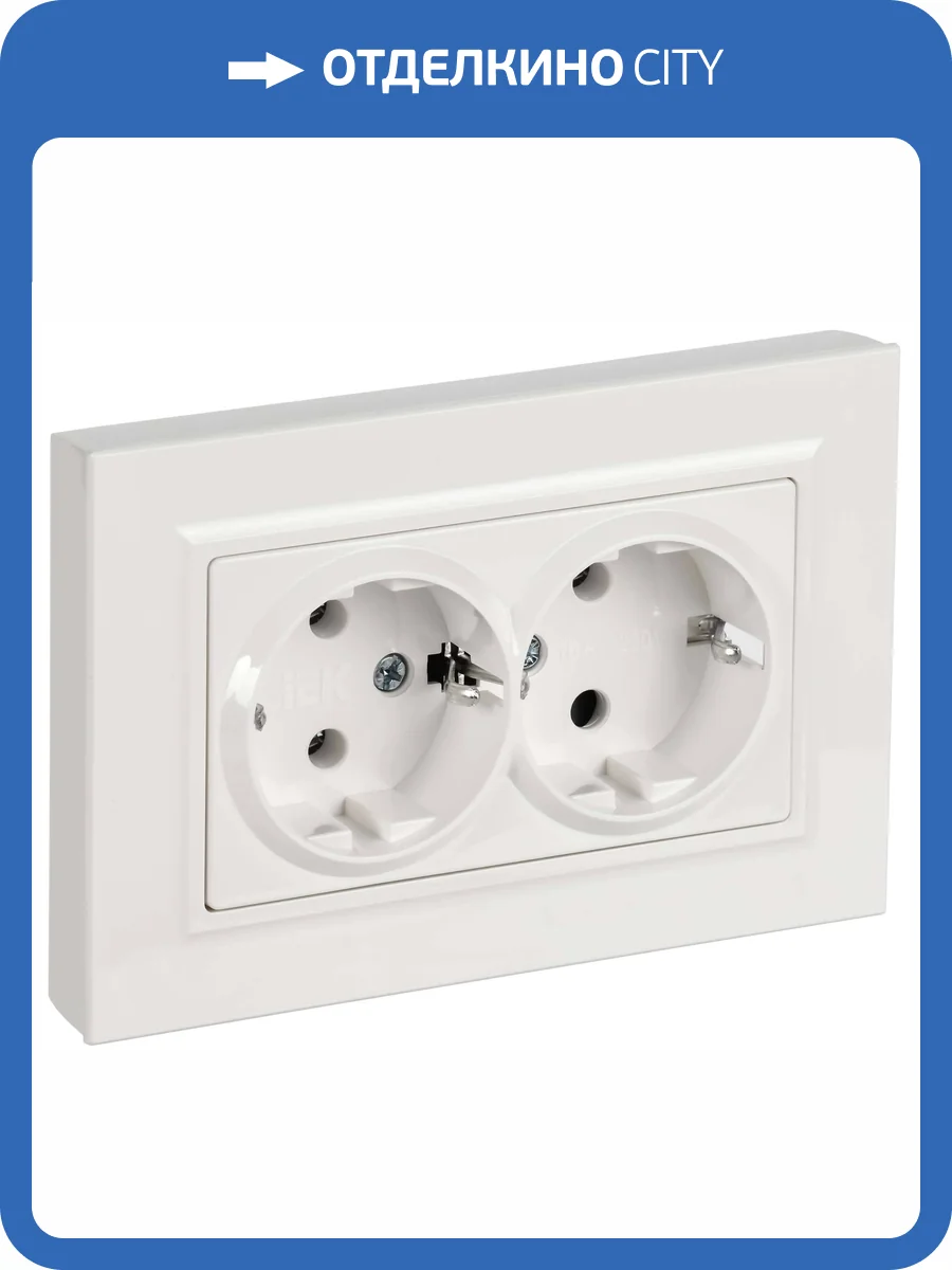 Розетка 2-местная с заземлением IEK Brite BR-R27-16-K01-F белый фото 7
