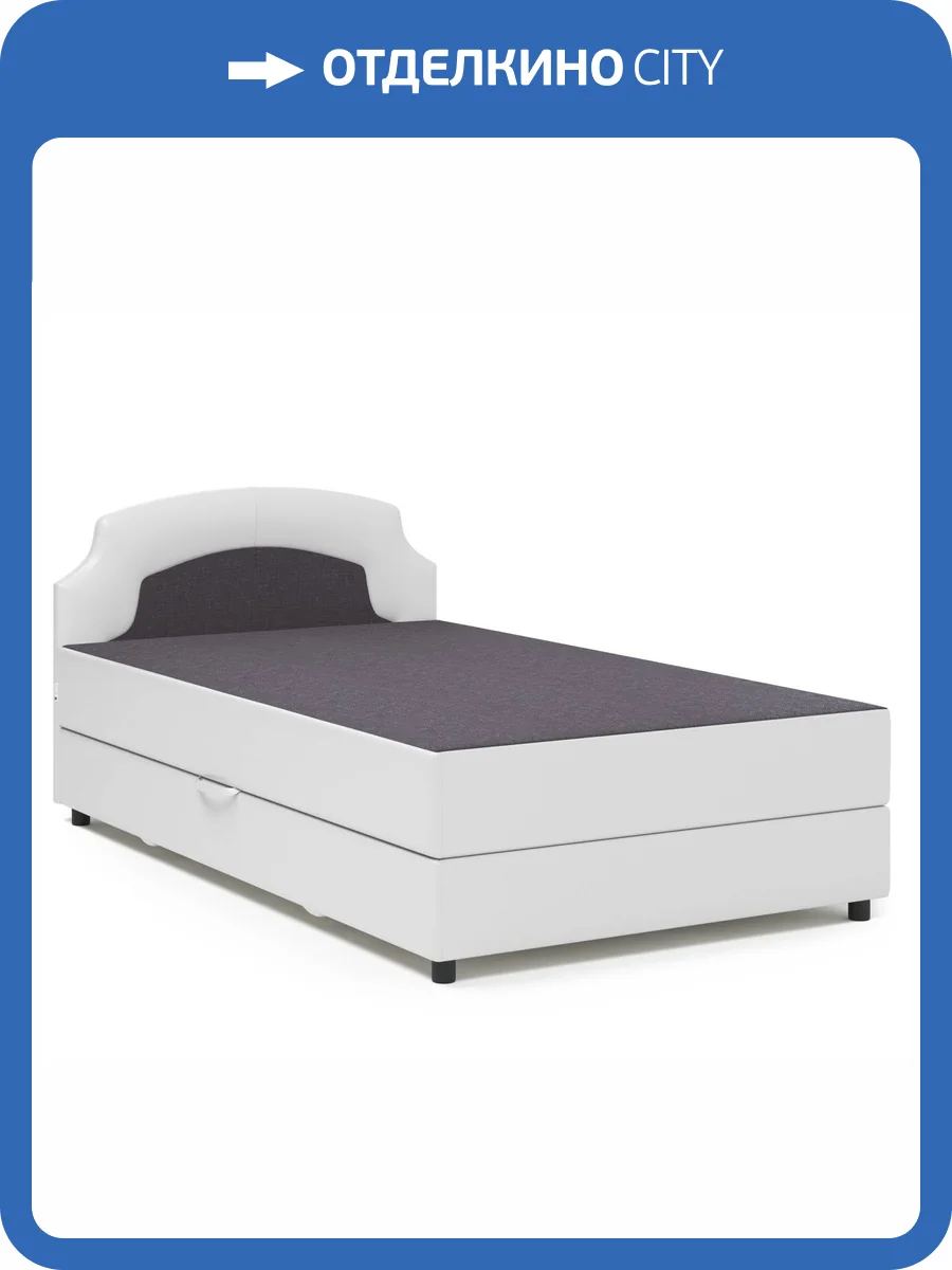 Кровать-тахта Шарм-Дизайн Шарм 104210608 90x198 серая рогожка и белая экокожа фото 4