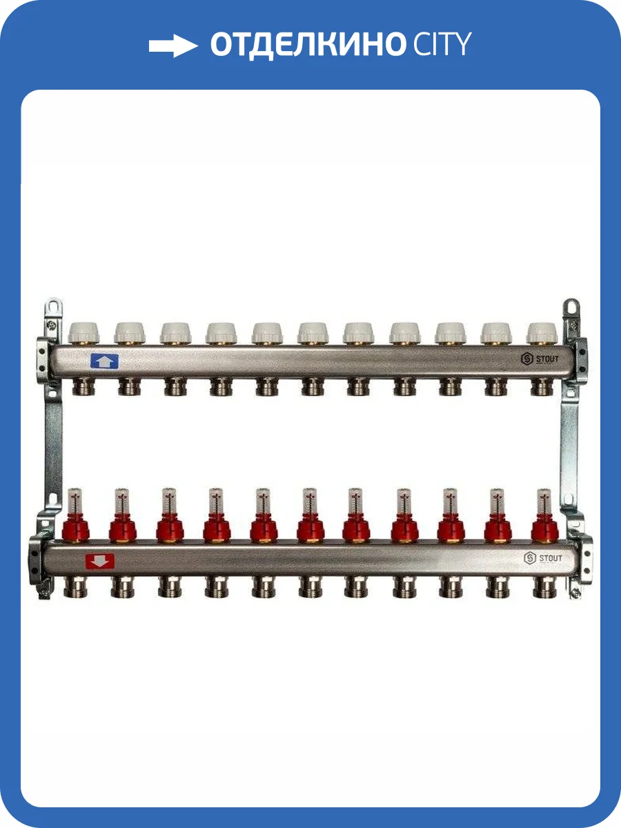 Коллектор Stout из нержавеющей стали с расходомерами 1/3/4x11, SMS 0917 000011 фото 7