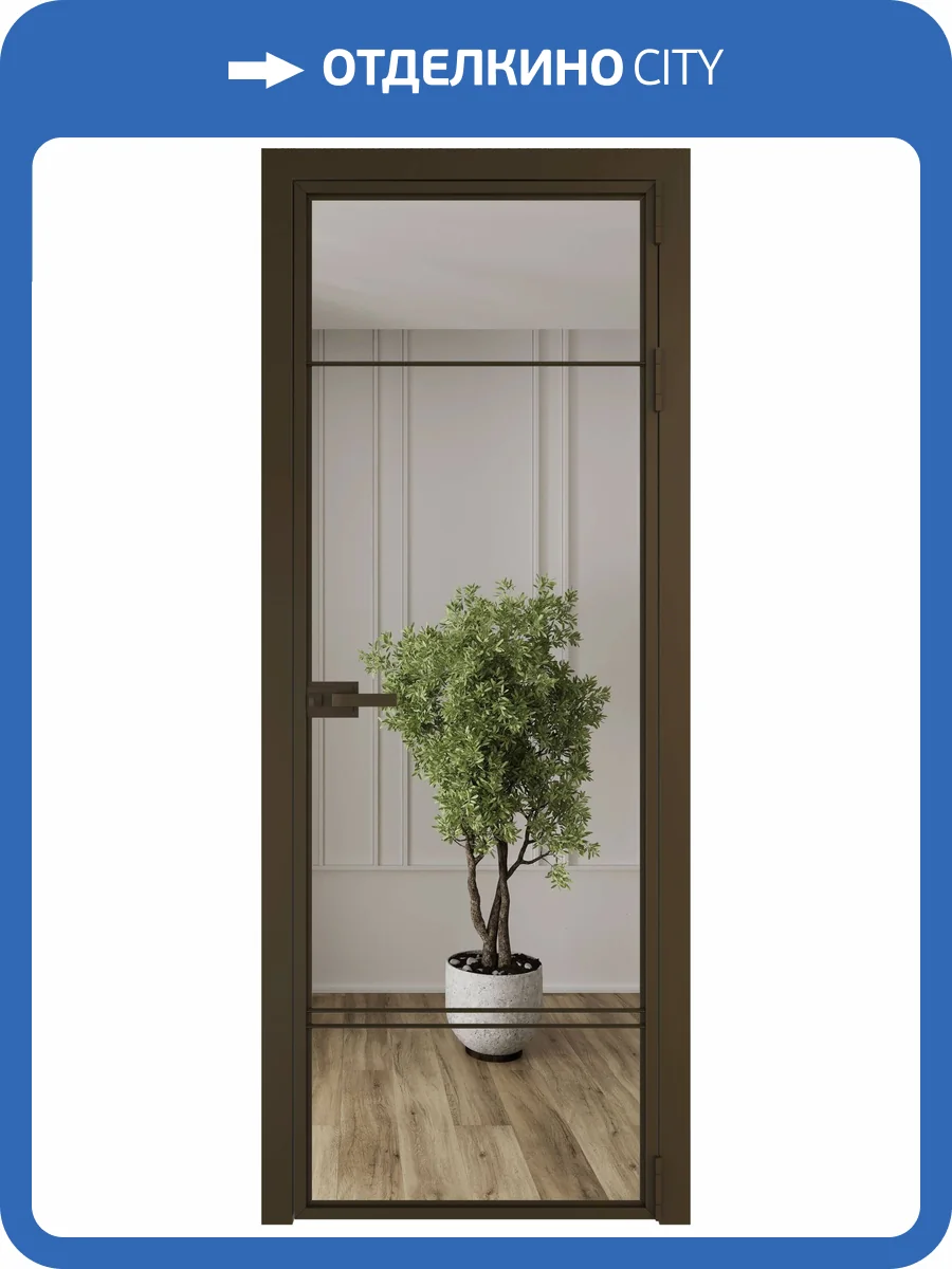 Межкомнатная дверь Profil Doors 4 AX цвет профиля Деорэ, стекло безопасное 6 мм зеркало 800x2000 фото 2