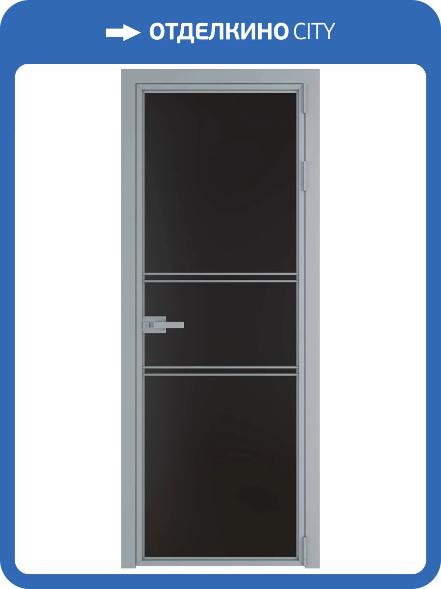 Межкомнатная дверь Profil Doors 2 AX цвет профиля Серебро, стекло безопасное 6 мм монохром черный 800x2000 фото 2