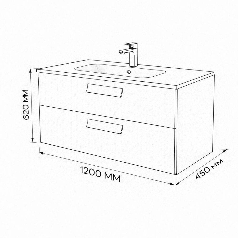 Тумба с раковиной Terminus Noto NOT101202099901O черный soft touch, 120x62 фото 3