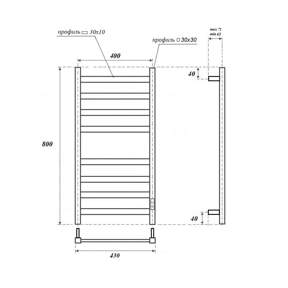 Полотенцесушитель электрический Apextermo Терра TR00184WM белый матовый, 80x40 фото 3