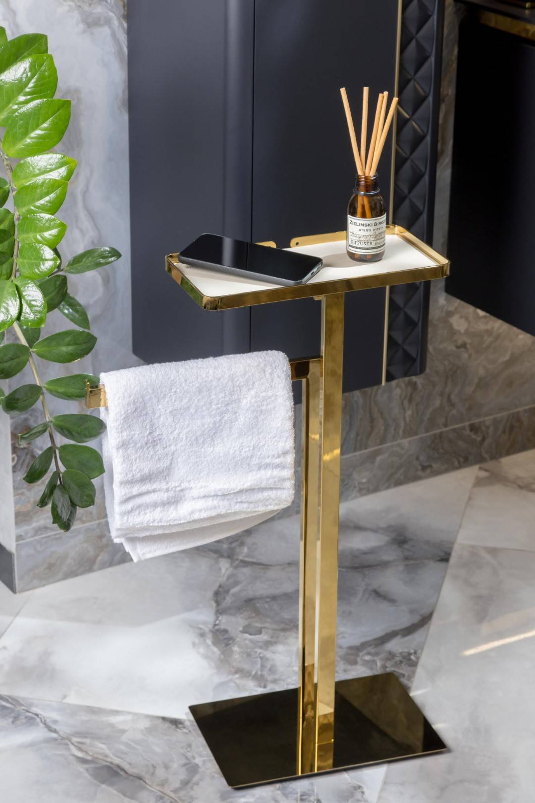 Стойка Boheme 10952-G с полкой и полотенцедержателем, Gold фото 3