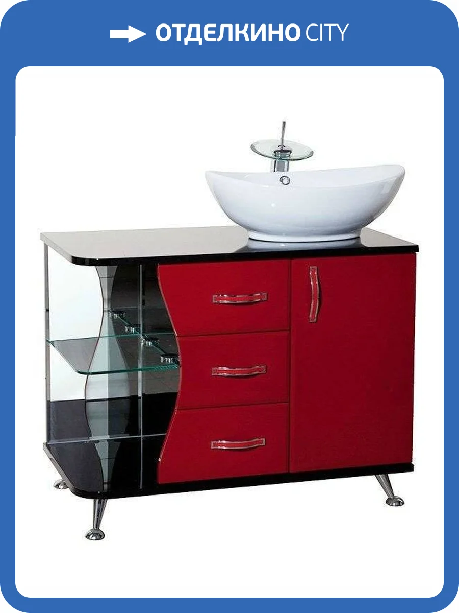 Тумба с раковиной Bellezza Рио 90 3 ящ. R Красный фото 3