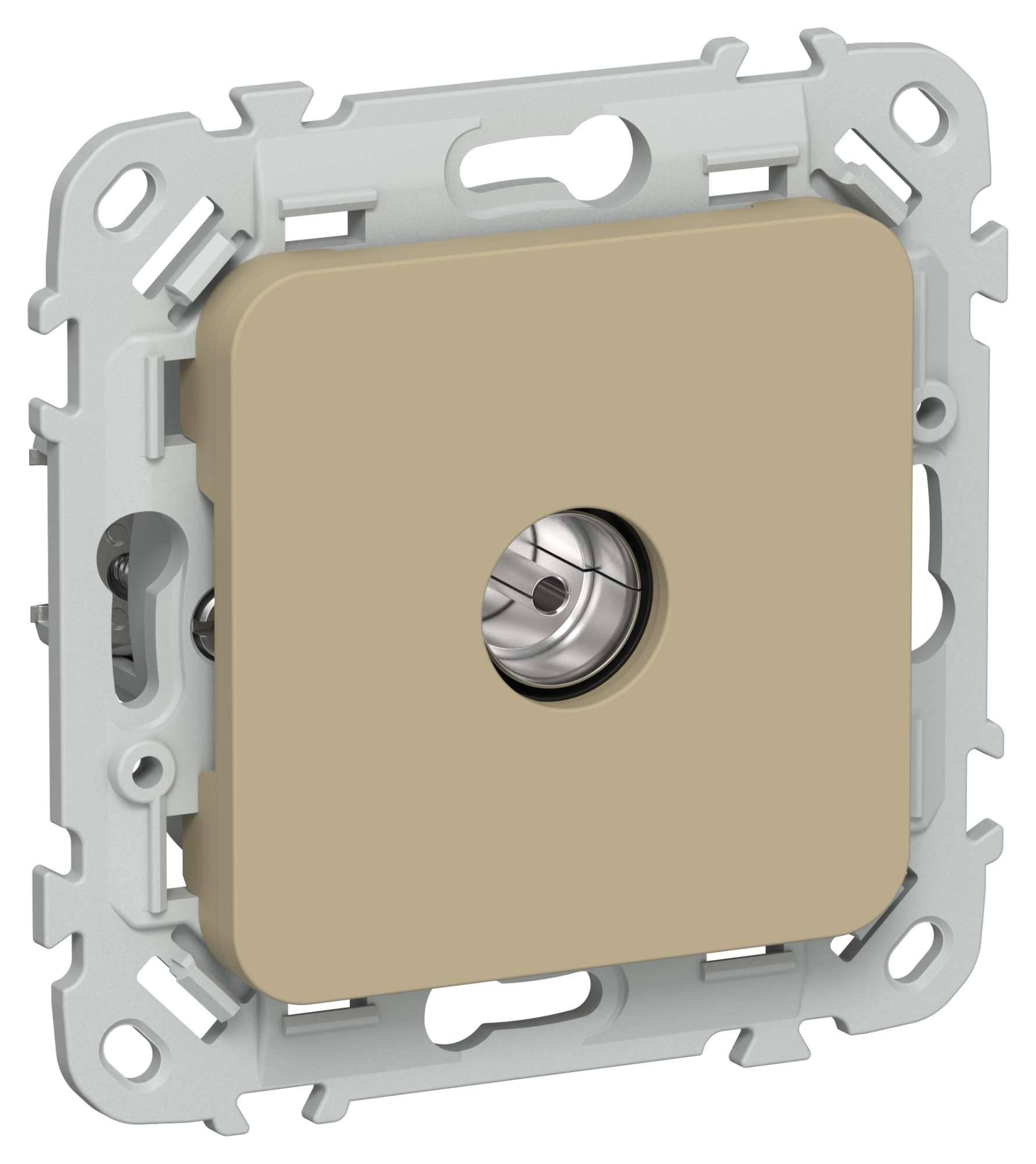 ТВ-розетка проходная тип M IEK Flite FI-A13-P-K59 хаки