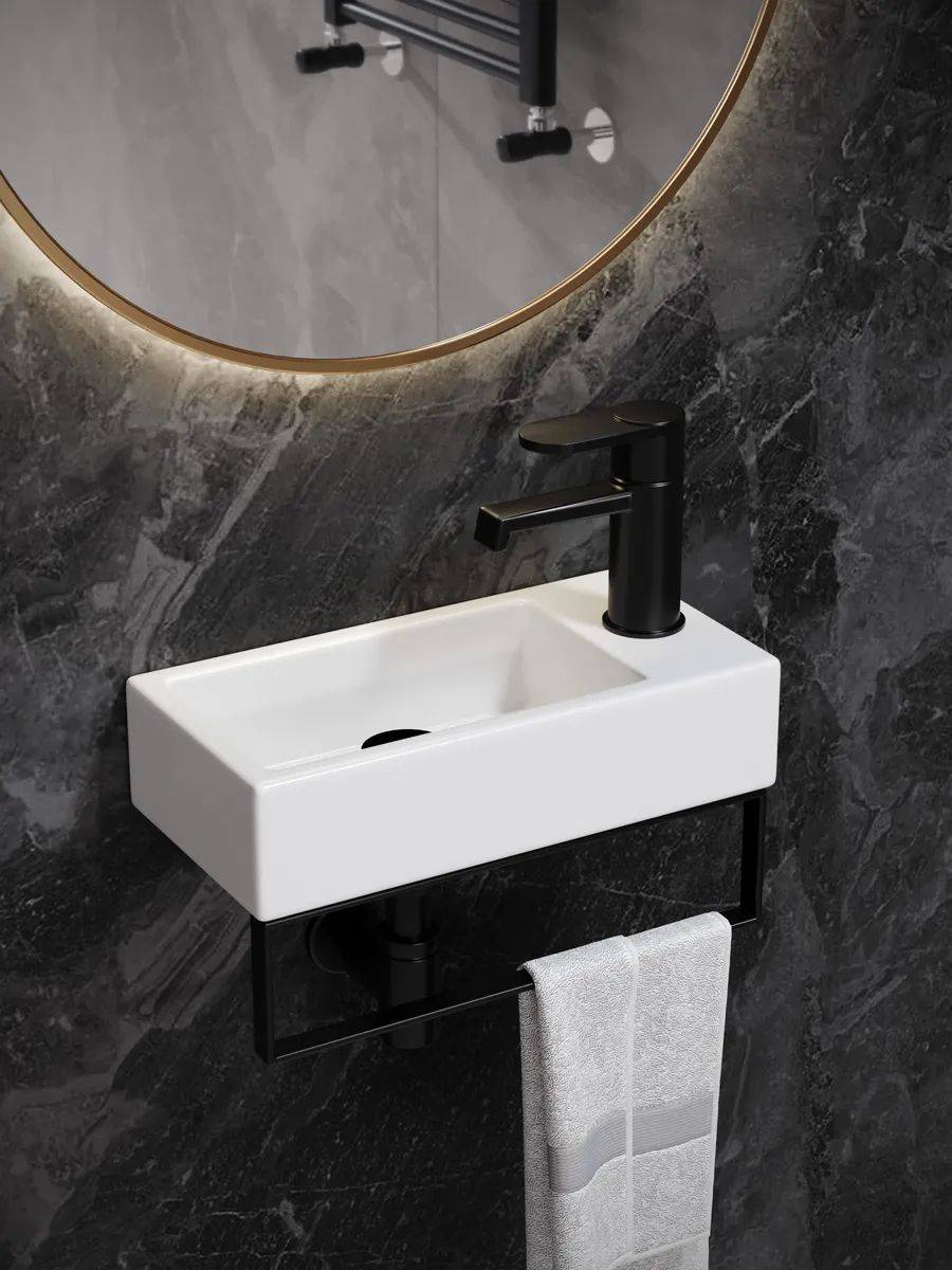 Раковина Watersense Mia 37 W00027 правая, белая фото 9