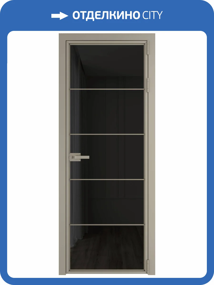 Межкомнатная дверь Profil Doors 5 AX цвет профиля Никель матовый, стекло безопасное 6 мм черное тонированное 700x2000 фото 2