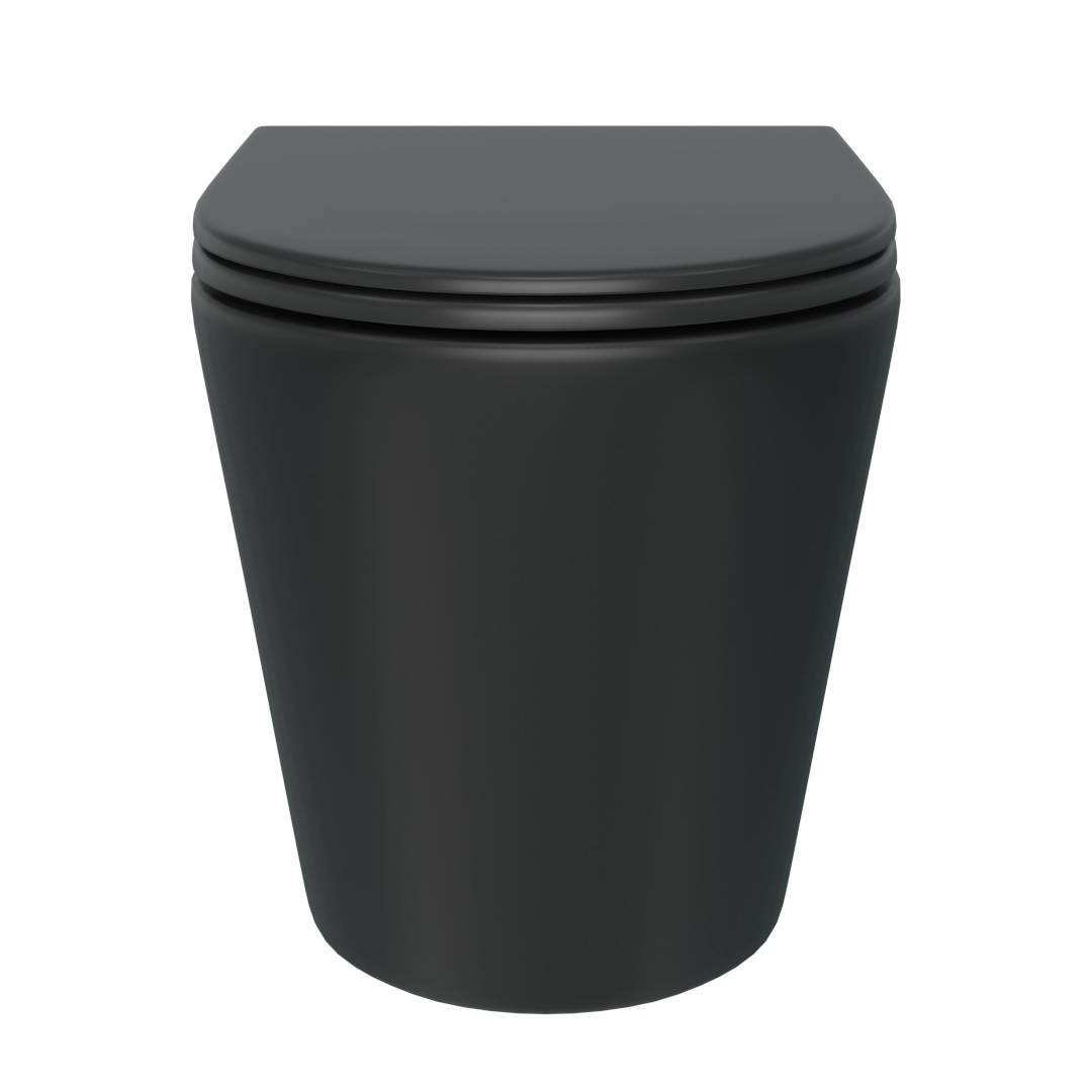 Унитаз подвесной Watersense Rita W00085 безободковый, сиденье микролифт, черный матовый фото 15