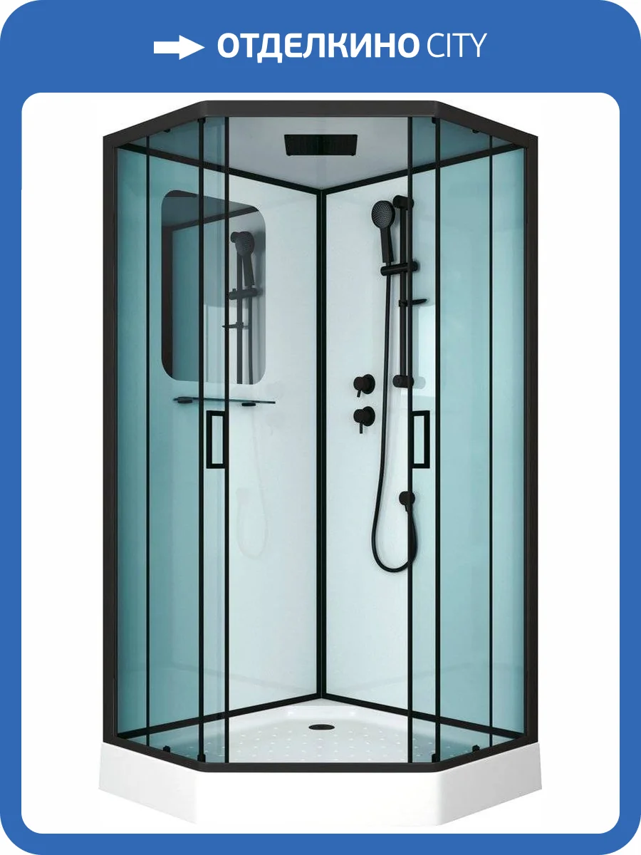 Душевая кабина Niagara Premium NG-6902-01D BLACK 100х100х220 черная, с низким поддоном фото 4