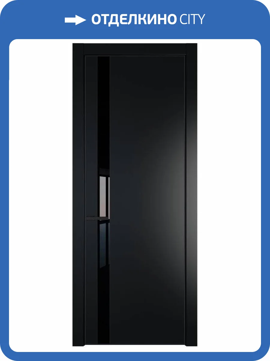 Межкомнатная дверь Profil Doors 18 PE полотно Блэк, кромка алюминиевая с четырех сторон черная, стеклянная вставка черный лак 600x2000 фото 2