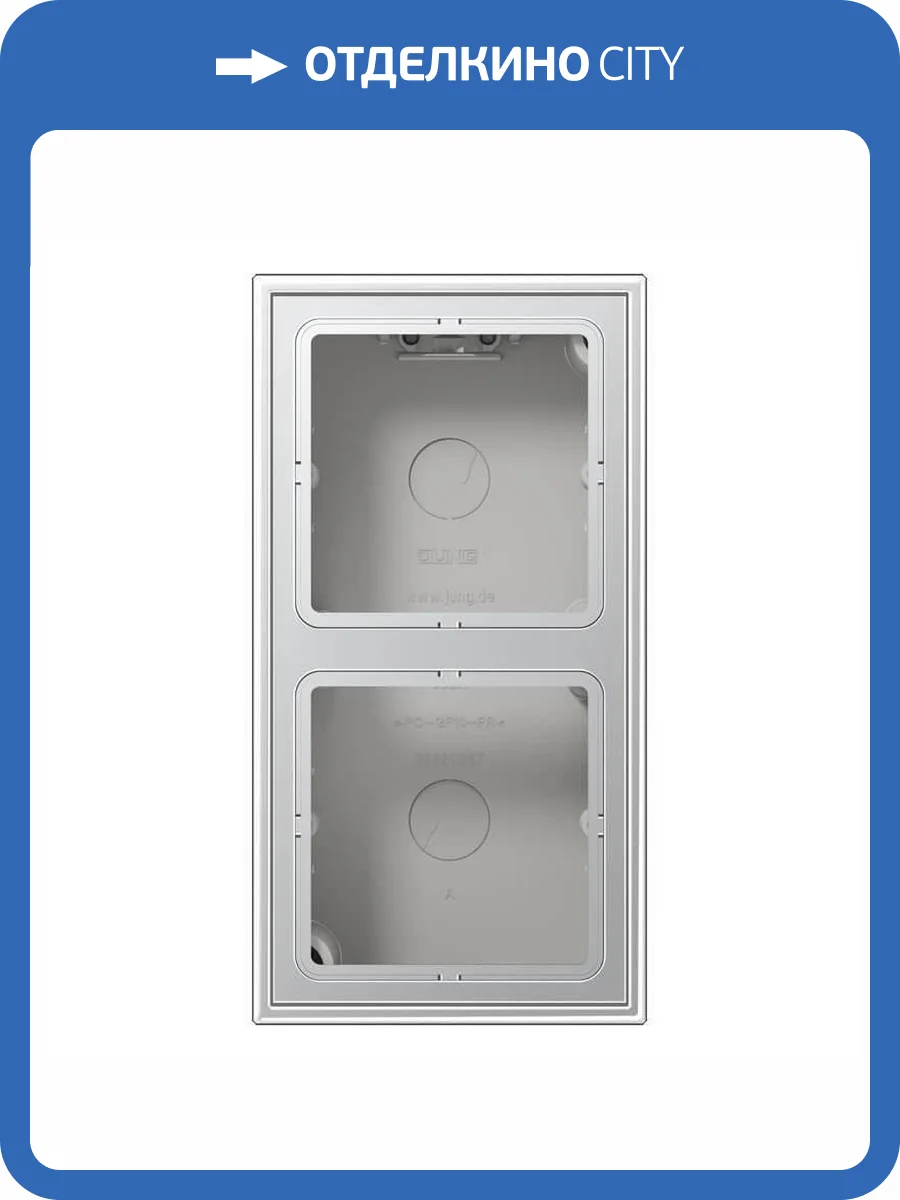Коробка 2-постовая для накладного монтажа с встроенной рамкой и основанием Jung LS 990 алюминий AL2582A-L фото 2