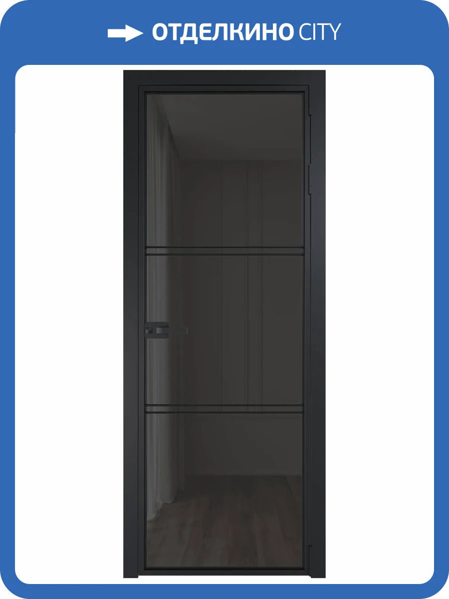 Межкомнатная дверь Profil Doors 3 AX цвет профиля Черный, стекло безопасное 6 мм тонированное 600x2000 фото 2