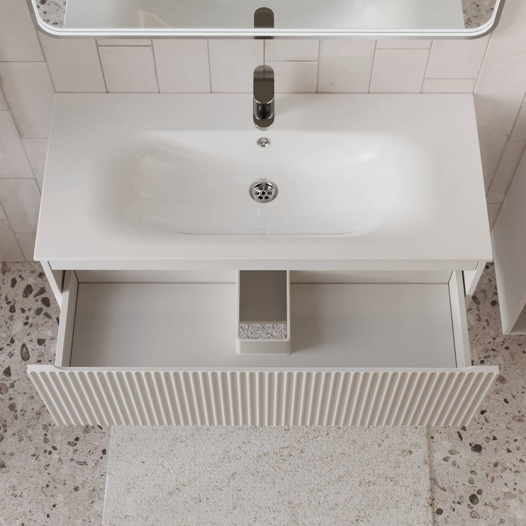 Тумба с раковиной Terminus Sicilia SIC101001900301O белый, 100x38 фото 2