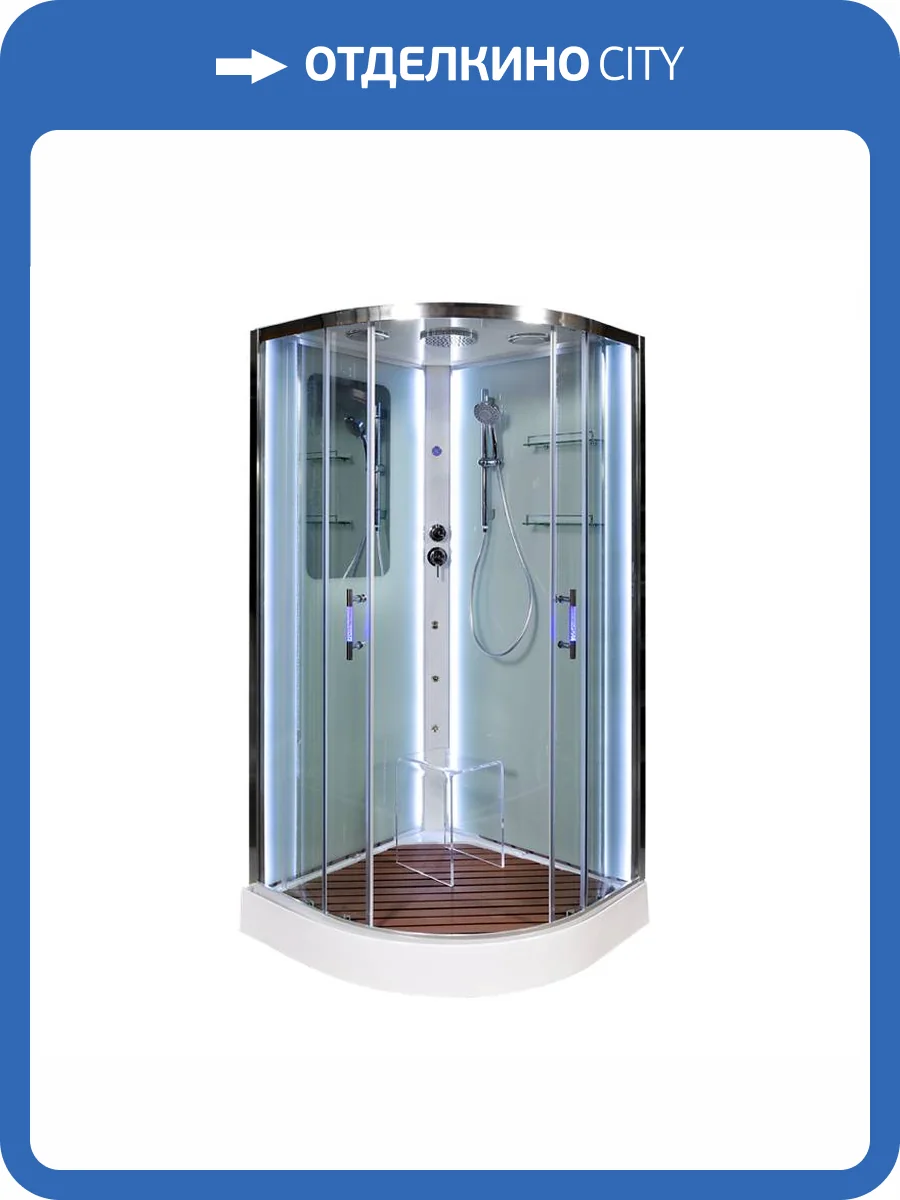 Душевая кабина AvaCan A01LED+GMKN с подсветкой, кнопкой и гидромассажем, 100x100x220 фото 14