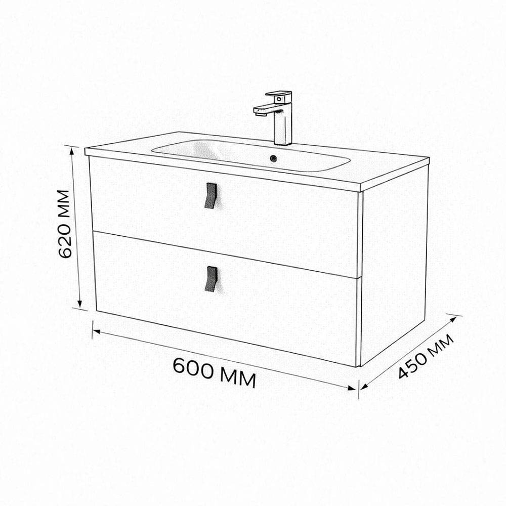Тумба с раковиной Terminus Kontur KON10602200001O венге, графит, 60x62 фото 3