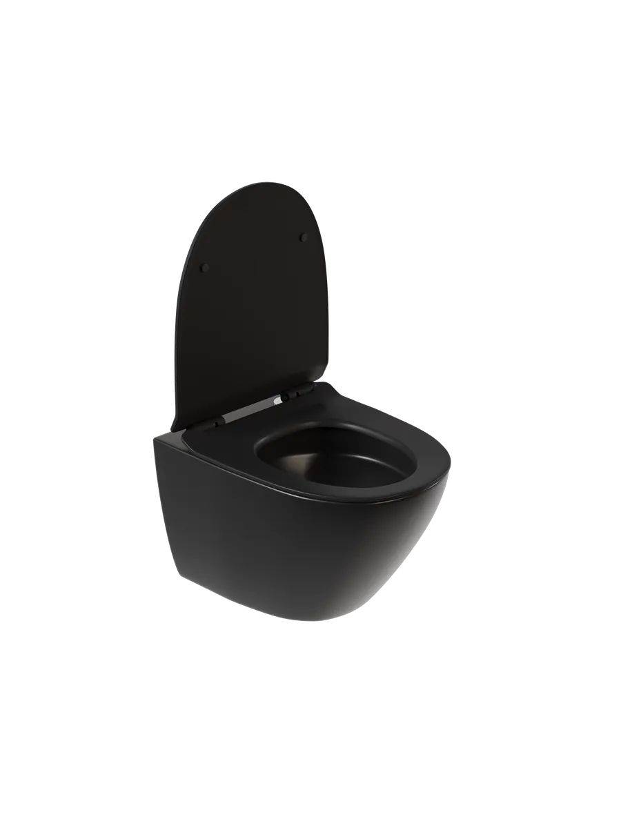 Унитаз подвесной Watersense Milana Pro Vortex W00160 безободковый, сиденье микролифт, черный матовый фото 12