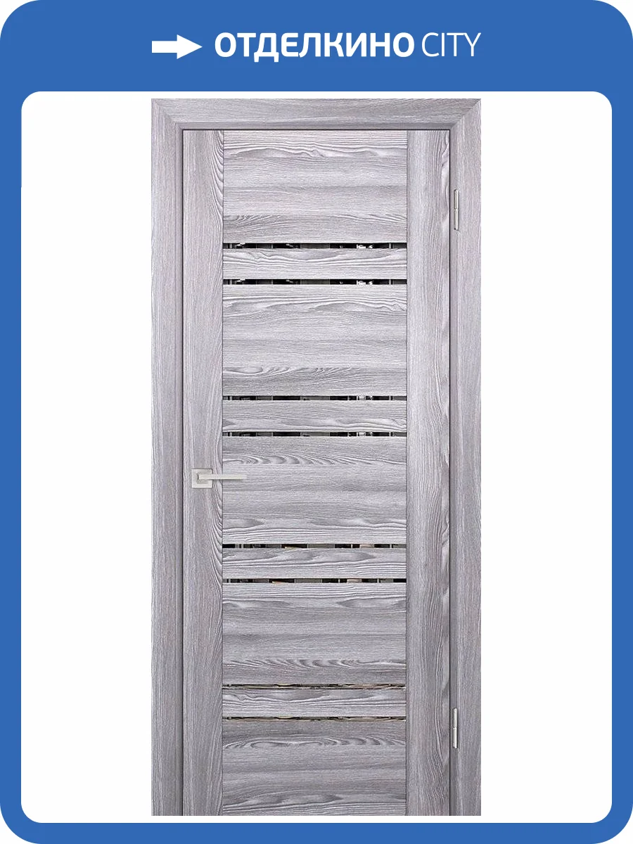 Межкомнатная дверь Profilo Porte экошпон PSK-1, остеклённая, зеркало, ривьера грей 800x2000 фото 2