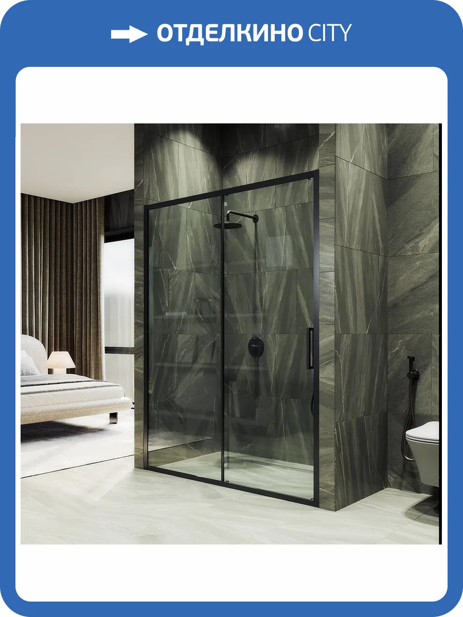 Душевая дверь в нишу MaybahGlass MGD-1632-6 профиль черный, стекло бесцветное, 140x195 фото 8