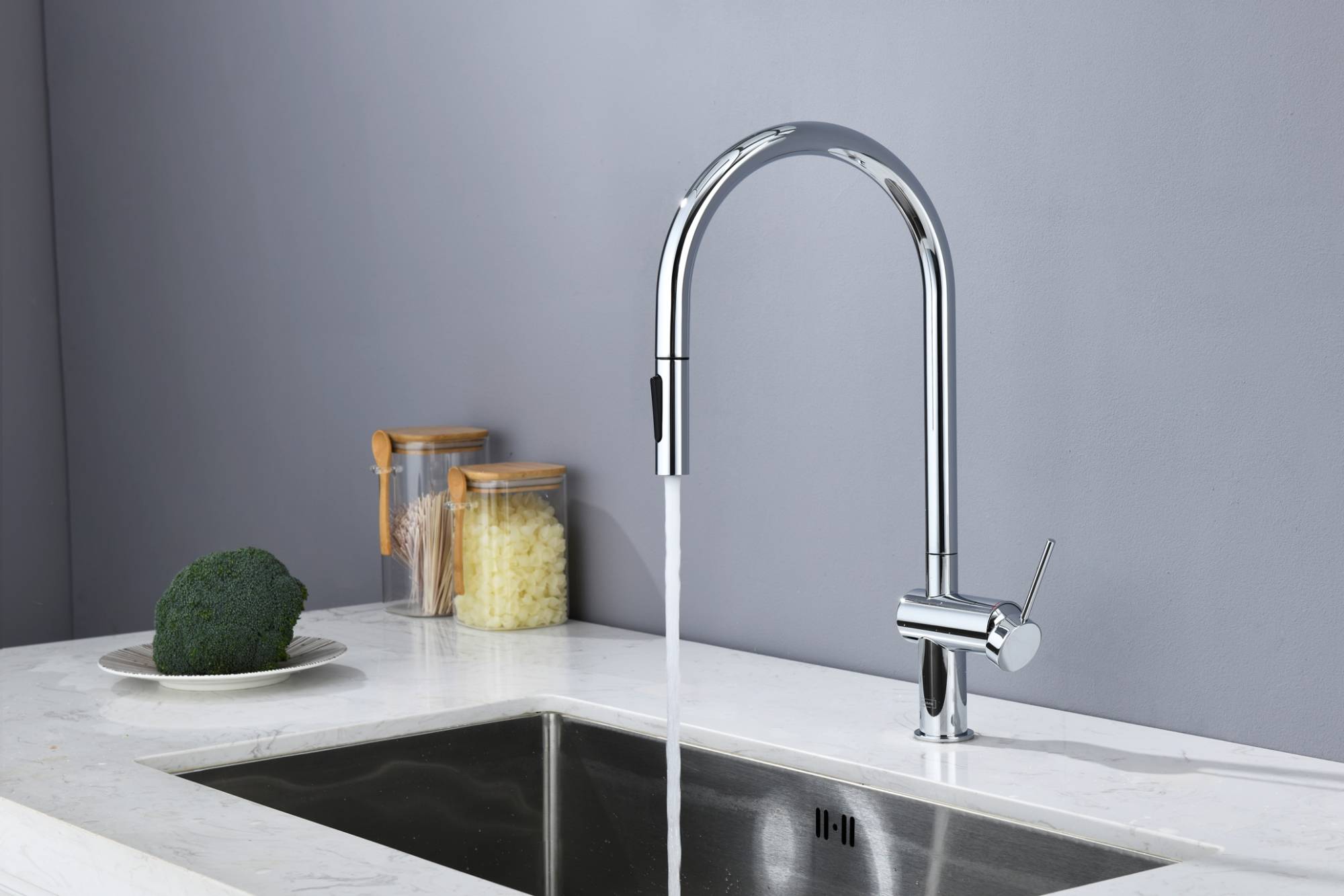 Смеситель для кухни AQUAme Cucina AQM9901CR с выдвижным изливом, хром фото 10