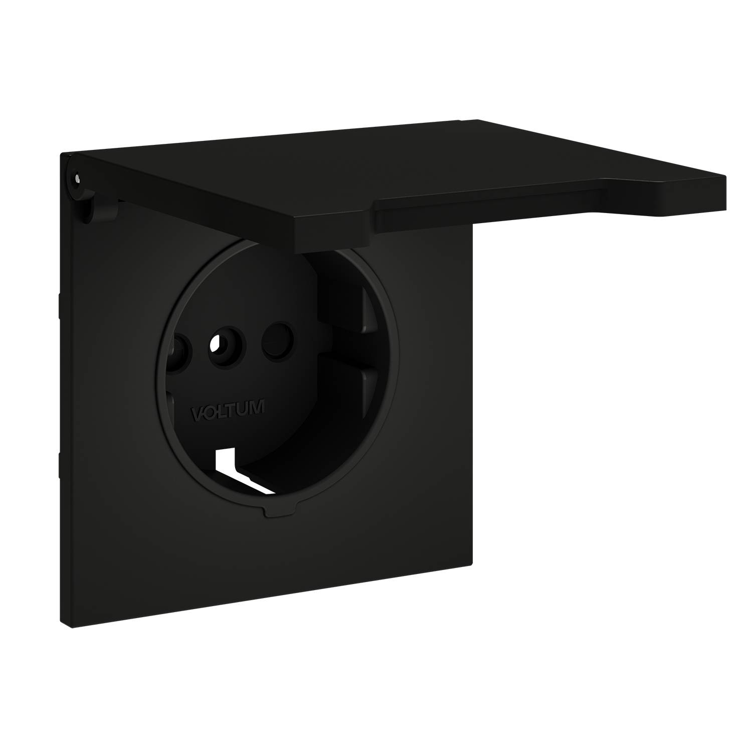 Лицевая панель для розетки с заземлением, шторками и крышкой Voltum S70 VLS000808 черный